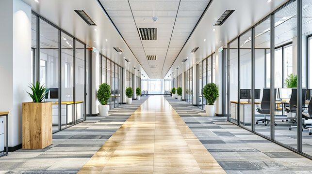 Linear Aesthetics: A Modern Corridor Showcasing Minimalist Design with Clean Lines and Elegant Architectural Details