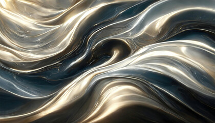 Liquid silver and pearl white, swirling background, illustration. - obrazy, fototapety, plakaty