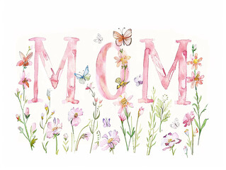 Wildflower Mom: Delicate Script with Pastel Floral Illustration