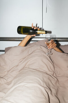 Cozy Champagne Toast in Bed