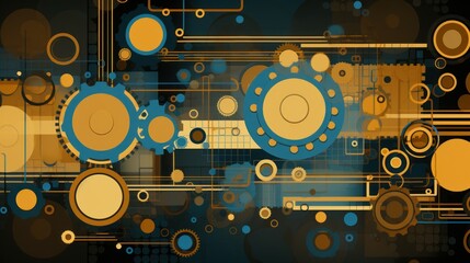 Obraz premium Futuristic engineering design: a handmade drawing of circuit board elements in motion.