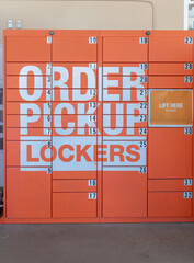 Different size lockers for customers to pick up already paid for orders