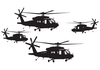 helicopter silhouette in black isolated on white background © MDHABIBUR