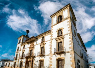 Facade of the monumental house-palace of Las Torres or Los Fernandez-Alejo de Tembleque, Toledo, Castilla la Mancha, Spain