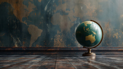 grungy globe pedestal interior geography world world map earth planet - Powered by Adobe