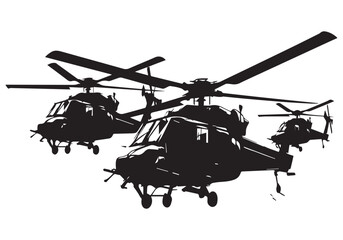 Fototapeta na wymiar helicopter silhouette in black isolated on white background