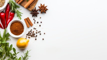  Variety of Herbs and Spices Arrangement on White Background Ai Generated