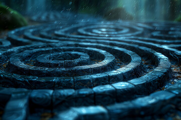 A labyrinth of inner dialogues and subconscious motivations guiding behavior and decisions. Concept...