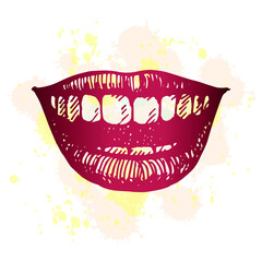 Smiling Lip hand drawn illustration Vector image