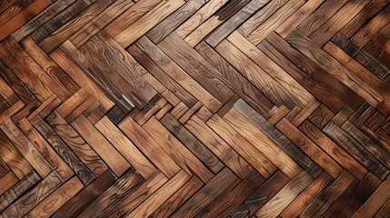 Old parquet floor with herringbone pattern. Partially charred wooden texture for background. Texture of wooden planks.