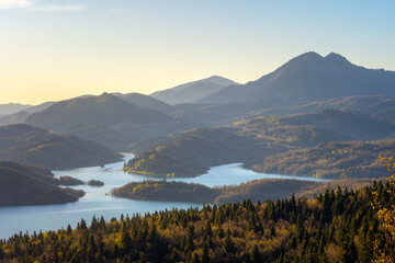 View of Plastiras lake in Greece in Spring moment. 