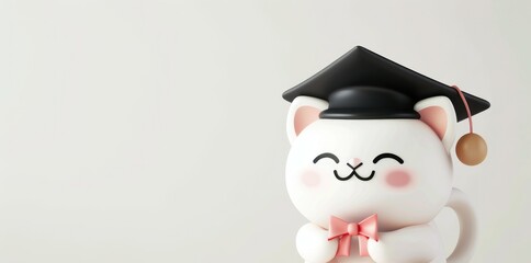 cat wearing a university graduate cap. bachelor. Master of Education. postcard. University studies. cat scientist.