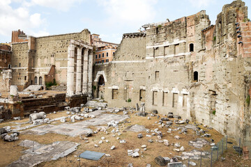 Fototapeta na wymiar Panoramic Sights of The Forum of Nerva ( Foro di Nerva) in Rome, Lazio Province, Italy.
