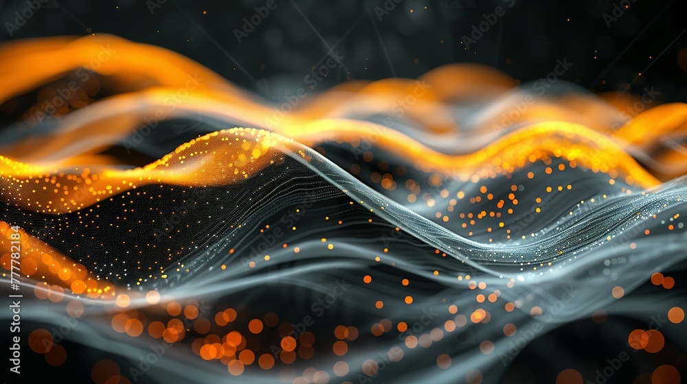 Fototapete abstract dark grey and bold yellow virtual network - design element for technology background - connectivity backdrop illustration - generative ai