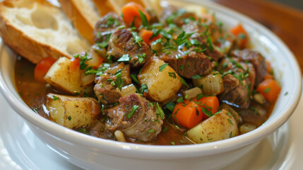 Traditional irish beef stew with vegetables