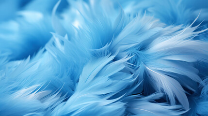Close up of light baby blue luxurious feather background with copying spaces. Generative AI - obrazy, fototapety, plakaty
