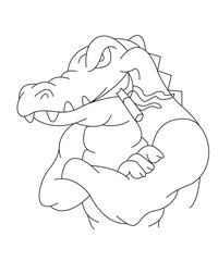 Crocodile Coloring Book Page For Kids