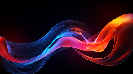 Abstract Wavy Lines in Blue and Red Hues