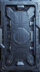Futuristic spaceship metal door background