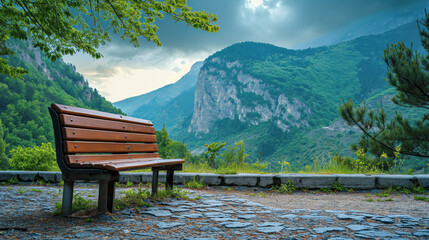 Serene Mountain View with Bench