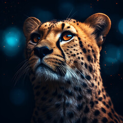 Close up of leopard. Generative AI.