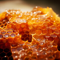 Honeycomb. close up Generative AI.