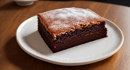 Fototapeta na wymiar A piece of chocolate cake on a plate.