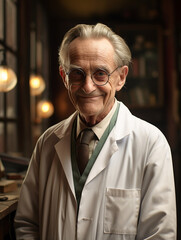 Aged Doctor Smiling. Generative AI.