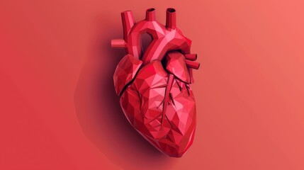 Vector art from illustrated Heart, flat design into 3D space,