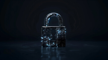 3d illustration of a glowing digital padlock symbolizing cyber security