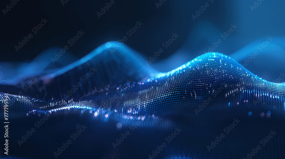 Poster abstract glowing digital wave pattern symbolizing cybersecurity and data flow