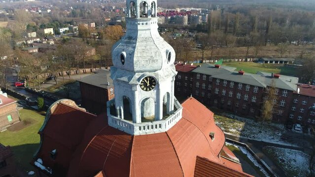 Church In The Historic Housing Estate Nikiszowiec Katowice From The Aerial View