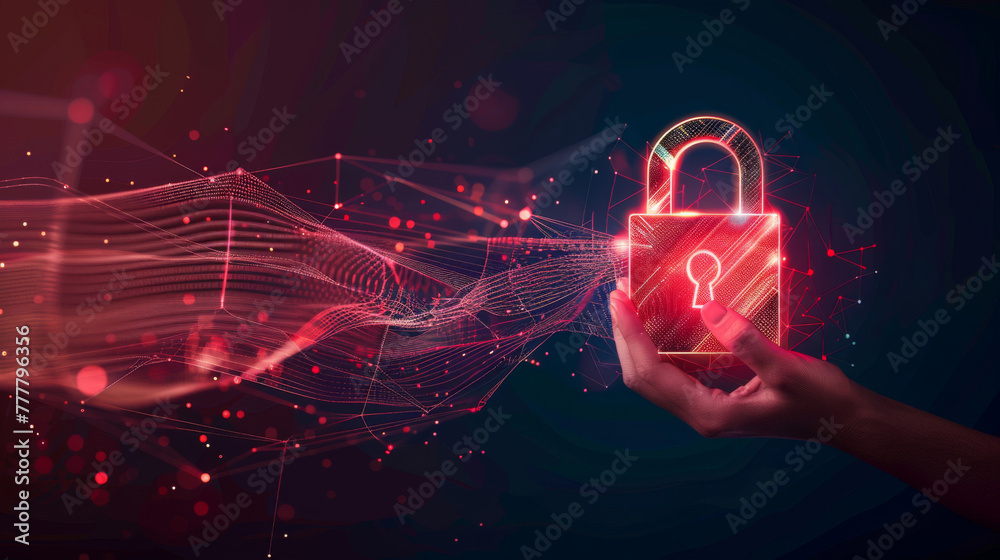 Aufkleber digital data protection concept with futuristic padlock