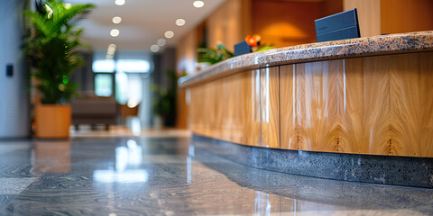 Closeup view of empty hotel reception or doctor's office