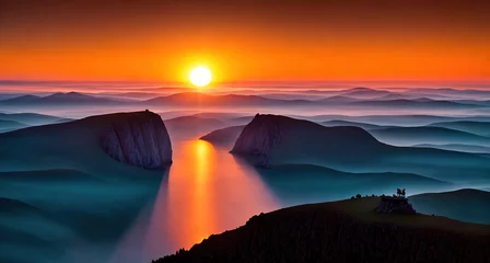 Foto op Plexiglas Sunrise Over the Mountains © Miklos