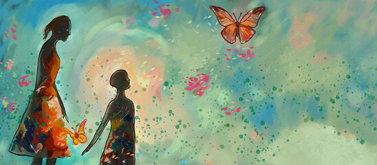 Spring Together, painting background. Design element - 777797534