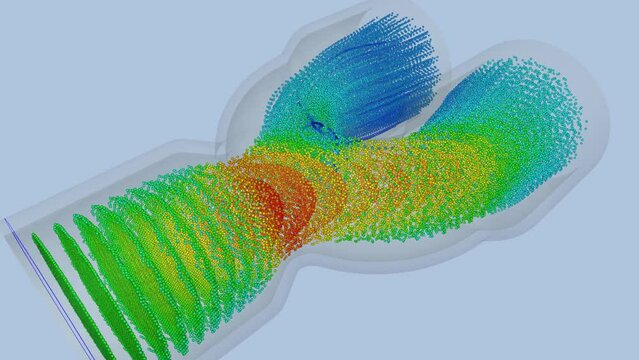 CFD simulation Computational fluid dynamics - pipe fitting airflow simulation