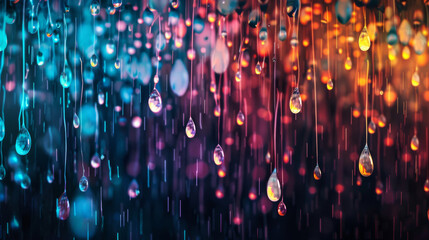 Vibrant spring raindrops on glass - obrazy, fototapety, plakaty