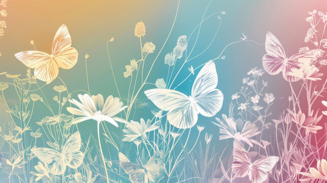 Springtime fantasy: butterflies and flowers