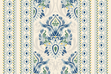 Ikat floral pattern on white background vector illustration.Ikat texture fabric.