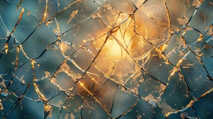 Broken glass or ice texture, background of cracked window - obrazy, fototapety, plakaty