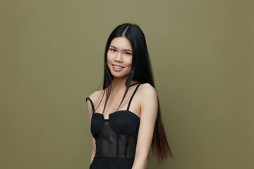 Naklejka premium Woman model asian beautiful cosmetic fashion portrait beauty japanese glamour hair femininity