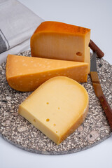 Cheese collection, Dutch ripe hard cheeses made from cow milk in the Netherlands