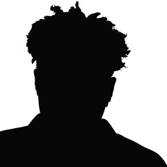 Silhouette of a young man with an ear bud