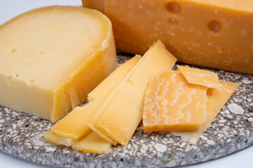 Cheese collection, Dutch very old 1000 days ripe hard cheeses made from cow milk in the Netherlands