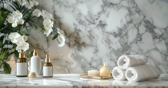 Marble Countertop Shines in Bathroom Setting