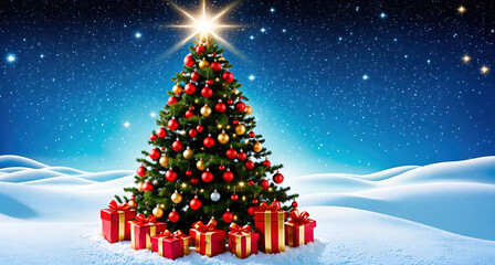 Obraz premium Christmas Tree in the Snow