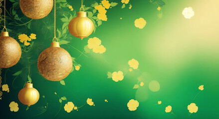 緑と金のクリスマスイメージデザイン　AI画像　ジェネレーティブAI - obrazy, fototapety, plakaty