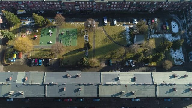 Houses On The Historic Housing Estate Nikiszowiec Katowice From The Aerial View