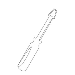 Continuous line drawing of a flat head scree driver. Simple flat hand drawn style vector for tool in engineering and construction